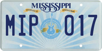 MS license plate MIP017