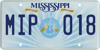 MS license plate MIP018