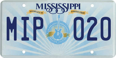 MS license plate MIP020