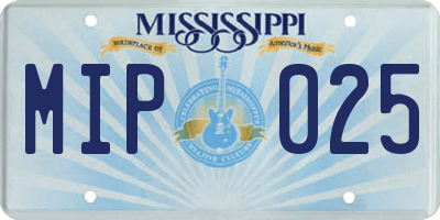 MS license plate MIP025