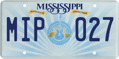 MS license plate MIP027