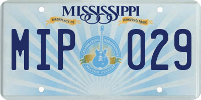 MS license plate MIP029