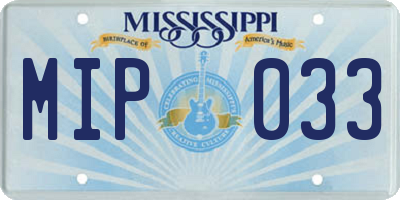 MS license plate MIP033