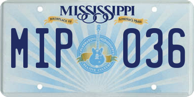 MS license plate MIP036