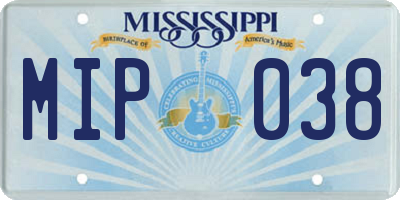 MS license plate MIP038