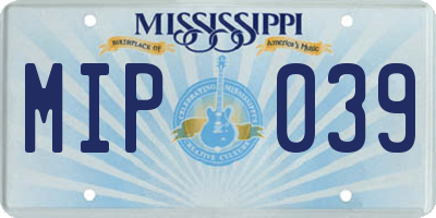 MS license plate MIP039