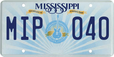 MS license plate MIP040