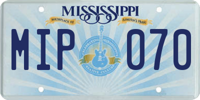 MS license plate MIP070
