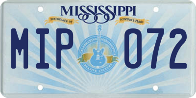 MS license plate MIP072