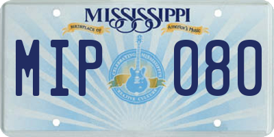 MS license plate MIP080