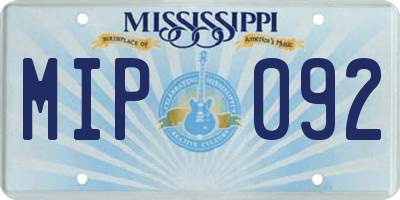 MS license plate MIP092