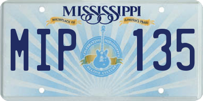 MS license plate MIP135