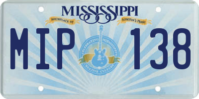 MS license plate MIP138