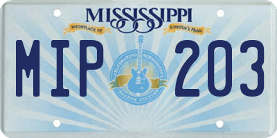 MS license plate MIP203