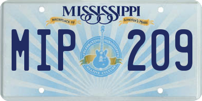 MS license plate MIP209