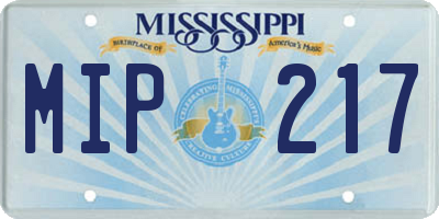 MS license plate MIP217