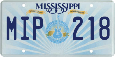 MS license plate MIP218