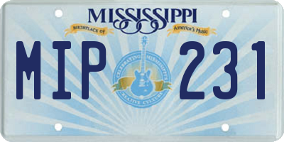 MS license plate MIP231