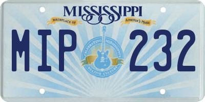 MS license plate MIP232