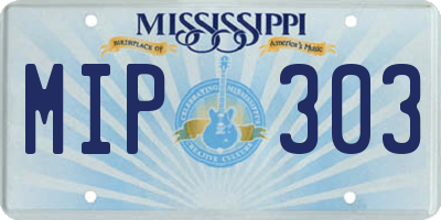MS license plate MIP303