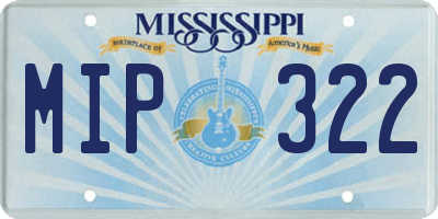 MS license plate MIP322