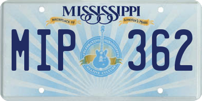 MS license plate MIP362
