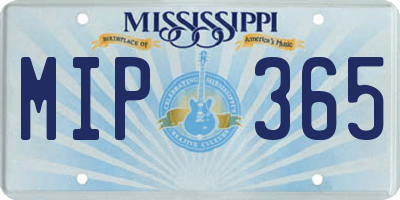 MS license plate MIP365