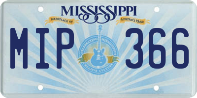 MS license plate MIP366