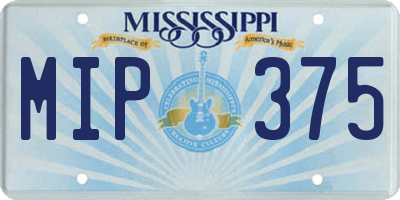 MS license plate MIP375
