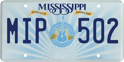MS license plate MIP502