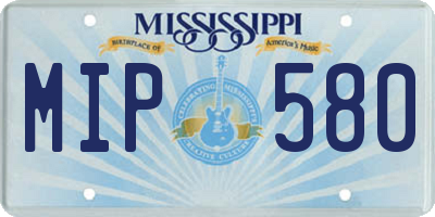 MS license plate MIP580