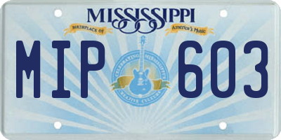 MS license plate MIP603