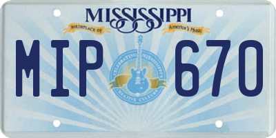 MS license plate MIP670
