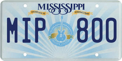 MS license plate MIP800