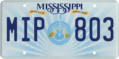 MS license plate MIP803