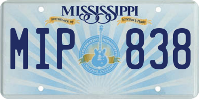 MS license plate MIP838