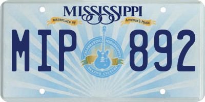 MS license plate MIP892