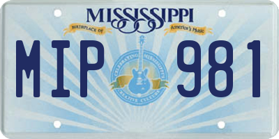 MS license plate MIP981