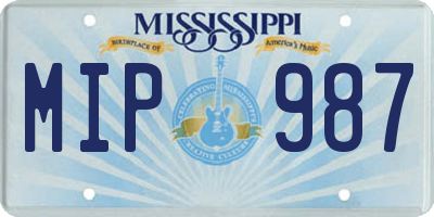 MS license plate MIP987