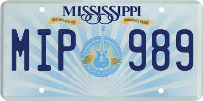 MS license plate MIP989