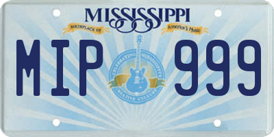 MS license plate MIP999