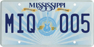 MS license plate MIQ005