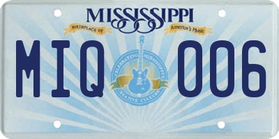 MS license plate MIQ006