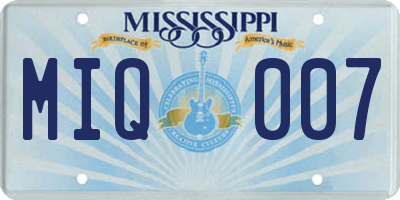 MS license plate MIQ007