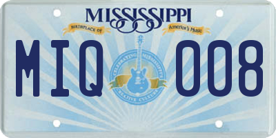 MS license plate MIQ008