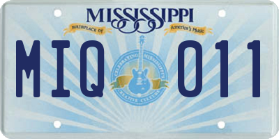 MS license plate MIQ011