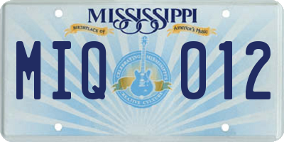 MS license plate MIQ012