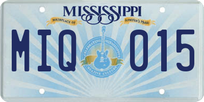 MS license plate MIQ015