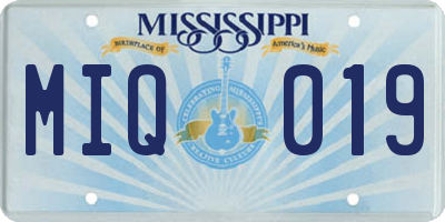 MS license plate MIQ019