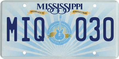 MS license plate MIQ030